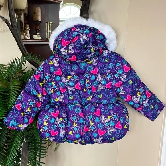 Brand New Pacific Trail Purple Graffiti Hooded Puffer Zip Up Coat Winter Jacket - Picture 9 of 16